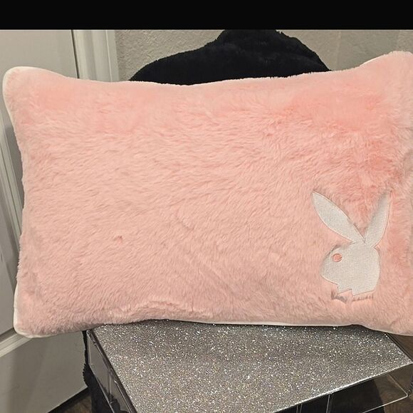 Playboy Pink Faux Fur Reversible 20" Accent Pillow - Picture 6 of 7